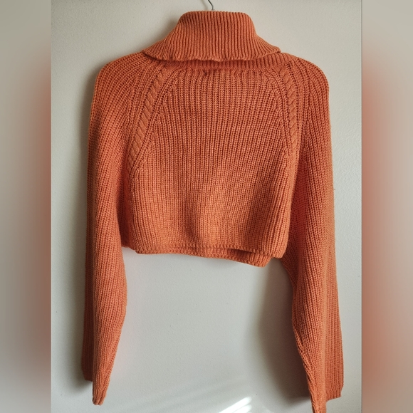 NWT- Women's New Look Orange Long Sleeve Cropped Sweater Size Extra Large - Picture 4 of 4